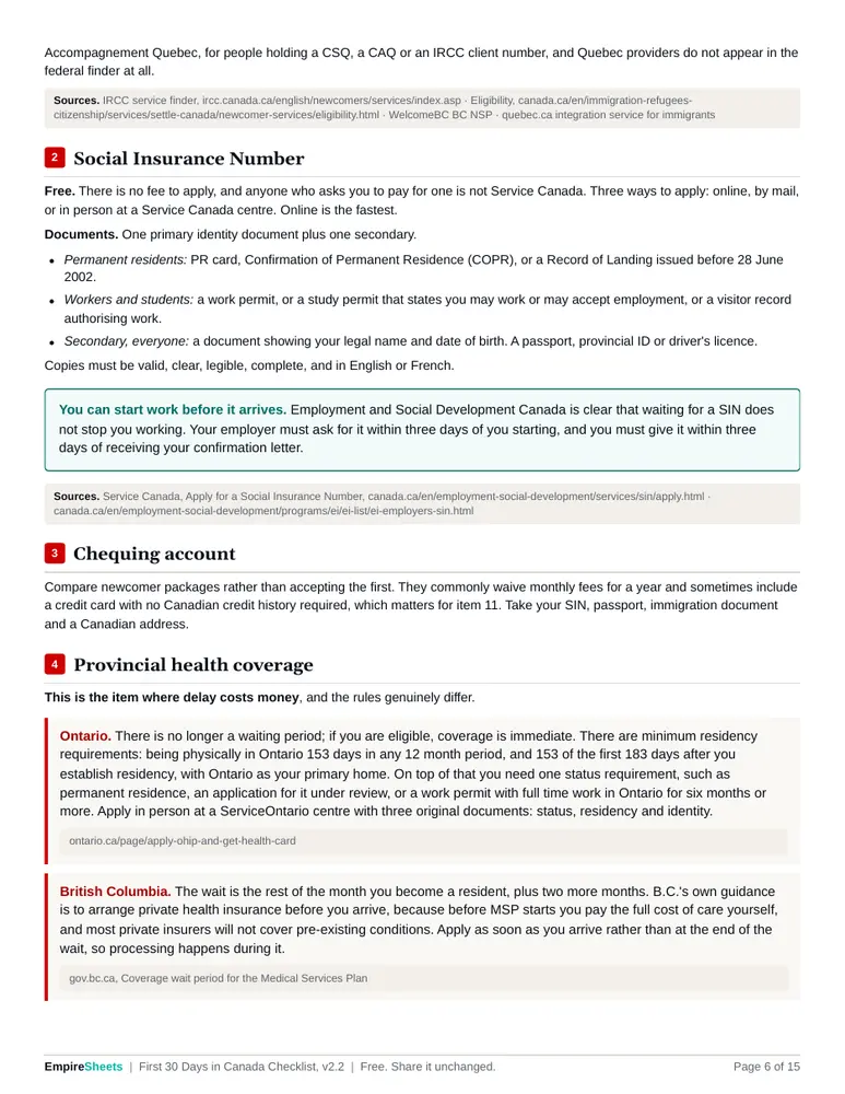 Page 6 of First 30 Days Checklist